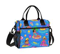 Amooorous Blue Beach Party Cartoon Summer Lunch Bag per gli uomini riutilizzabile isolato Lunch Box Tote Bag con tracolla Borse per il pranzo per adolescenti insegnanti picnic