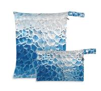 Amooorous Blue-bianco Gradient lavabile Baby Wet Bag 2 Pack Wet Bag per costume da bagno con manici per yoga, spiaggia