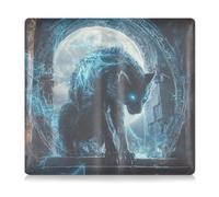 Amooorous Blue Cool Flame Wolf - Porta carte di credito e tessera di assicurazione, in pelle PU, per documenti, patente di guida, chiavi di contatto, Lupo Fiamma Blu, 1 size