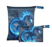 Amooorous Blue Flame Dragon, piccole borse asciutte impermeabili, confezione da 2 sacchetti per pannolini, articoli essenziali con manici per pannolini per bambini, piscina