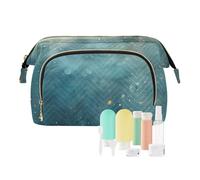 Amooorous Blue Gold Dream Ocean Beauty Bags Essentials Make Up Bags per donne gioielli per cosmetici da viaggio, Blu Oro Sogno Oceano, 1 size