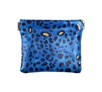 Amooorous Blue Leopard PU Leather Small Coin Portable Mini Makeup Bag per le donne, Blu leopardato., 1 size