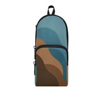 Amooorous Blue-marrone Texture Nylon 3 Scomparti Matite Bag College Multiuso ed Estetico Astuccio Organizzatore Cancelleria Bag per Bambini Preppy School 1600ml