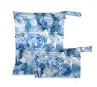 Amooorous Blue Merry Christmas Gem, sacchetti impermeabili piccoli, confezione da 2 pezzi essenziali da viaggio per volare con manici per spiaggia, viaggi