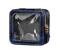 Amooorous Blue Night Sky Mini Clear Makeup Bag Clear Toiletry Bags Mini contenitori di trucco per viaggiare, Cielo notturno blu, 1 size