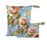 Amooorous Blue Vintage Rose - Borsa impermeabile lavabile per tiralatte parti 2 Pack elementi essenziali da viaggio per bambino con manici per palestra, viaggio, Rosa Vintage Blu, 1 size, casual