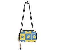 Amooorous Blue Yellow Dog Paw Prints Sling Purse Crossbody per Mens Impermeabile con slot per carte di credito Mini borsa a tracolla Fai una passeggiata bolsa de mano para mujer