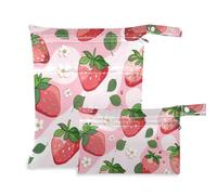 Amooorous Blush Fragola Latte Modello Lavabile Dry Bag Impermeabile 2 Pack Wet Bag per Costume da Bagno con Manici per Yoga Bagno