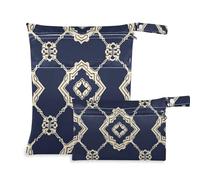 Amooorous Bohemia Geometrico Rettangolare Modello Blu Impermeabile Dry Bag Impermeabile 2 Pack Borsa Pannolini Articoli Essenziali con Manici per asilo Nido, Spiaggia