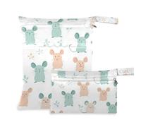 Amooorous Boho Simple Style Animal Cute lavabile Baby Wet Bag 2 Pack elementi essenziali da viaggio per bambini con maniglie per pannolini per bambini, yoga