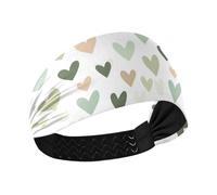 Amooorous Boho Stile Semplice Cuori Verde Antiscivolo fasce per il sudore Elastiche fasce per il sudore per la testa per la Palestra Corsa lavaggio viso diadema para mujer