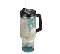 Amooorous Borraccia da viaggio con gatto che fa il bagno con anatra vintage anime sottovuoto da 1,18 l, con coperchio con cannuccia, tazza decorativa da viaggio per caffè, per casa, ufficio o auto