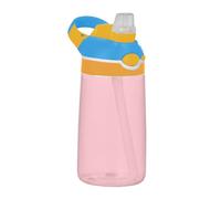 Amooorous Borraccia in tinta unita rosa chiaro con cannuccia in silicone, leggera, da viaggio, per acqua, latte, succhi di frutta, scuola, campeggio, sport termos para agua calie