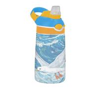 Amooorous Borraccia per bambini con gabbiano bianco che vola sopra il mare, con cannuccia, a prova di perdite, tazza per palestra, viaggi, casa, scuola, ufficio, tazas para cafe