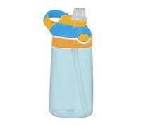 Amooorous Borraccia per bambini, in tinta unita, con manico, apertura larga, riutilizzabile, per acqua, latte, succhi di frutta, scuola, campeggio, sport, colore azzurro