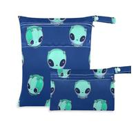 Amooorous Borsa a prova di alieni verdi a forma di cartone animato per il nuoto, confezione da 2 elementi essenziali da viaggio per volare con manici per piscina, pannolini per bambini, Alieni verdi