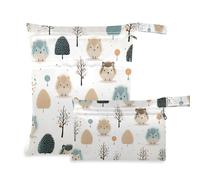 Amooorous Borsa a prova di disordine del riccio del fumetto di colore sveglio per il costume da bagno 2 Pack sacchetto bagnato per costume da bagno con maniglie per palestra, pannolini per bambini