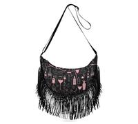 Amooorous Borsa a tracolla da donna con frange alla moda, da cocktail, colore nero e pesca, borse a tracolla per tutti i giorni, borse a tracolla da donna di medie dimensioni con (prop2)