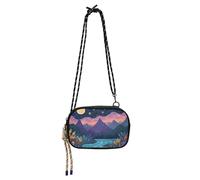 Amooorous Borsa a tracolla da uomo con scena magica viola bohémien alla moda con scomparti per carte di credito borsa nera Have a meal bolsos economicos para dama