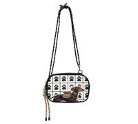 Amooorous Borsa a tracolla da uomo in stile tribale bassotto con stampa di zampa nera pratica con tracolla regolabile sopra la borsa a tracolla Go shopping bolso manos libres para mujer