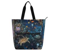 Amooorous Borsa a tracolla decorativa per bambini, con tasche per scuola e giochi, motivo: simpatico mondo sottomarino