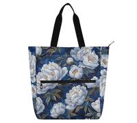 Amooorous Borsa a tracolla decorativa per ragazzi, ragazze, donne, fiori di peonia bianca vintage, impermeabile, borsa a tracolla con cerniera, per università, shopping, spiaggia, arcobaleno bolsa