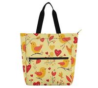 Amooorous Borsa a tracolla per libri decorativi per bambini, donne, uomini, cartoni animati, carino, bianco, San Valentino, uccellino, amore, resistente all'acqua, borsa a tracolla con tasche, per