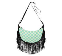 Amooorous Borsa a tracolla piccola a scacchiera giallo-verde da donna con dettaglio nappa borse a tracolla di medie dimensioni borsa a tracolla da donna con (prop2)