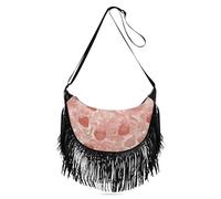 Amooorous Borsa a tracolla piccola da donna con frange e fragola, color oro rosa, borsa a tracolla casual da donna, borsa a tracolla da donna, taglia media con (prop2)
