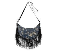 Amooorous Borsa a tracolla piccola da donna, con tracolla regolabile, motivo floreale, colore grigio, vintage, borsa a tracolla media, borsa a tracolla da donna di medie dimensioni con (prop2)