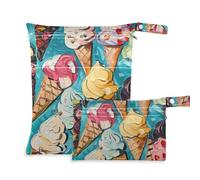 Amooorous Borsa asciutta bagnata impermeabile del gelato di colore sveglio del fumetto per le parti del tiralatte 2 Pack essenziale di viaggio per il bambino con maniglie per il viaggio, asilo