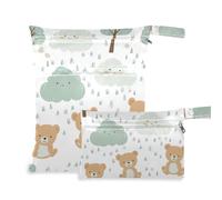 Amooorous Borsa bagnata per pannolini con cerniera a forma di orso marrone, confezione da 2 pezzi, con manici per yoga, viaggi
