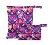 Amooorous Borsa colorata lavabile in vetro colorato con cuore anime, confezione da 2 pezzi essenziali da viaggio per bambini, con manici per yoga, pannolini per bambini