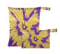 Amooorous Borsa con cerniera giallo-viola Tie-dye per viaggiare Confezione da 2 elementi essenziali da viaggio per volare con manici per palestra, piscina
