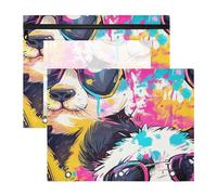 Amooorous Borsa cosmetica con cerniere lisce 3 fori per raccoglitore a 3 anelli, confezione da 2 articoli per studenti in classe cartone animato può amare occhiali da sole Panda