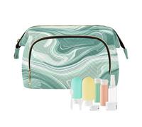 Amooorous Borsa cosmetica fluida grigio-verde impermeabile grande borsa per il trucco borsa del cambiamento per gli organizzatori delle chiavi delle carte, Fluido grigio-verde, 1 size