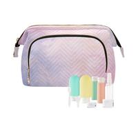 Amooorous Borsa cosmetica rosa viola sogno impermeabile di grande capacità borsa cosmetica da viaggio borsa per il trucco per il bagno di viaggio, Rosa Viola Sogno, 1 size