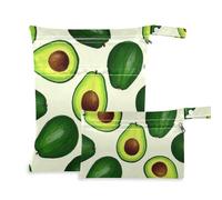 Amooorous Borsa da bagno lavabile con olio su avocado verde, confezione da 2 borse per pannolini, articoli essenziali con manici per il bagno, la piscina