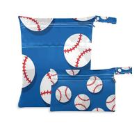 Amooorous Borsa da baseball riutilizzabile blu e bianca per palestra, confezione da 2 elementi essenziali da viaggio per bambini, con manici per yoga, palestra, Baseball blu e bianco, 1 size, casual