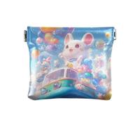 Amooorous Borsa da donna in pelle con coniglietto dei cartoni animati Goes on A Trip Borsa per il cambio di trucco fantasia per donne ragazze, Coniglio cartone animato va in viaggio, 1 size
