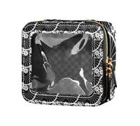 Amooorous Borsa da toeletta con ventaglio giapponese nero e bianco, impermeabile, trasparente, con cerniera, mini contenitori per il trucco da viaggio, Ventaglio giapponese bianco e nero, 1 size