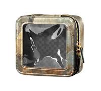 Amooorous Borsa da trucco da viaggio con motivo in pietra naturale colorata borsa da toilette trasparente borsa cosmetica in pelle per le donne, Motivo colorato in pietra naturale, 1 size