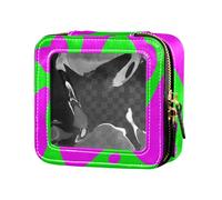 Amooorous Borsa da trucco trasparente con design verde e viola, organizer da viaggio, Verde e viola Design Colore Clash, 1 size