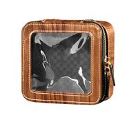 Amooorous Borsa da trucco trasparente marrone con venature del legno piccole borse da viaggio per articoli da toeletta piccola borsa cosmetica per borsa per le donne, Grano del legno marrone, 1 size