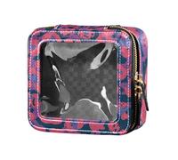 Amooorous Borsa da trucco trasparente viola leopardata neon stile per borsa da toilette in pelle borsa per la cura della pelle per viaggiare, Viola Leopard Neon Style, 1 size