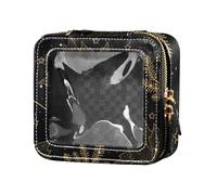 Amooorous Borsa da viaggio carina da viaggio con elementi dorati natalizi borse da toilette trasparenti borsa organizer per smalto per unghie per viaggiare, Elementi dorati di Natale, 1 size