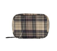 Amooorous Borsa da viaggio con motivo scozzese retrò marrone con scomparti staccabili, comodo organizer per pillole per medicine per borsa