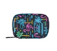 Amooorous Borsa da viaggio estiva Neon Flamingo Coconut Tree con scomparti staccabili riutilizzabile organizzatore di medicine da viaggio per borsa