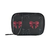 Amooorous Borsa da viaggio gotica con fiocco rosso e nero con scomparti staccabili organizer riutilizzabile per pillole 2 volte al giorno per borsa