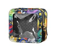 Amooorous Borsa da viaggio per cosmetici con mostri carini e alieni spaziali in stile cartone animato, borsa organizer da viaggio per smalti, Carino Mostri Cartoon Spazio Alieni, 1 size